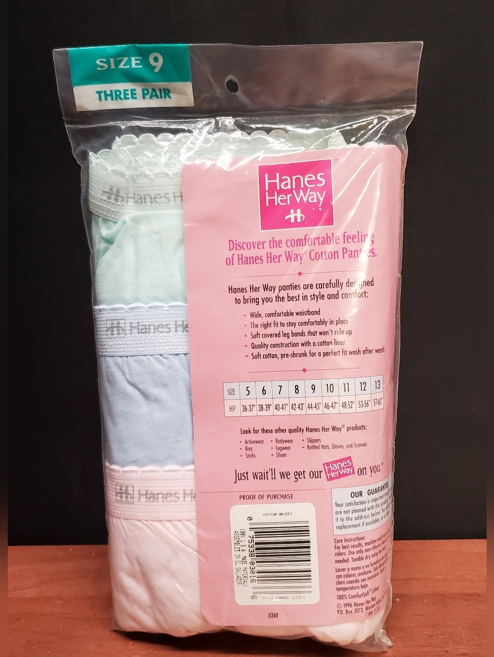 Vintage 1996 Hanes Her Way PASTEL Cotton Briefs 3 Pack Size 9 - Picture 2 of 6